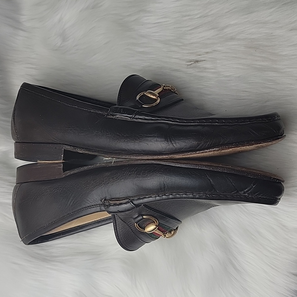 GUCCI VTG Brown Leather Horse Bit Classic Preppy Old Money Slip On Loafers 45.5B - Picture 7 of 16